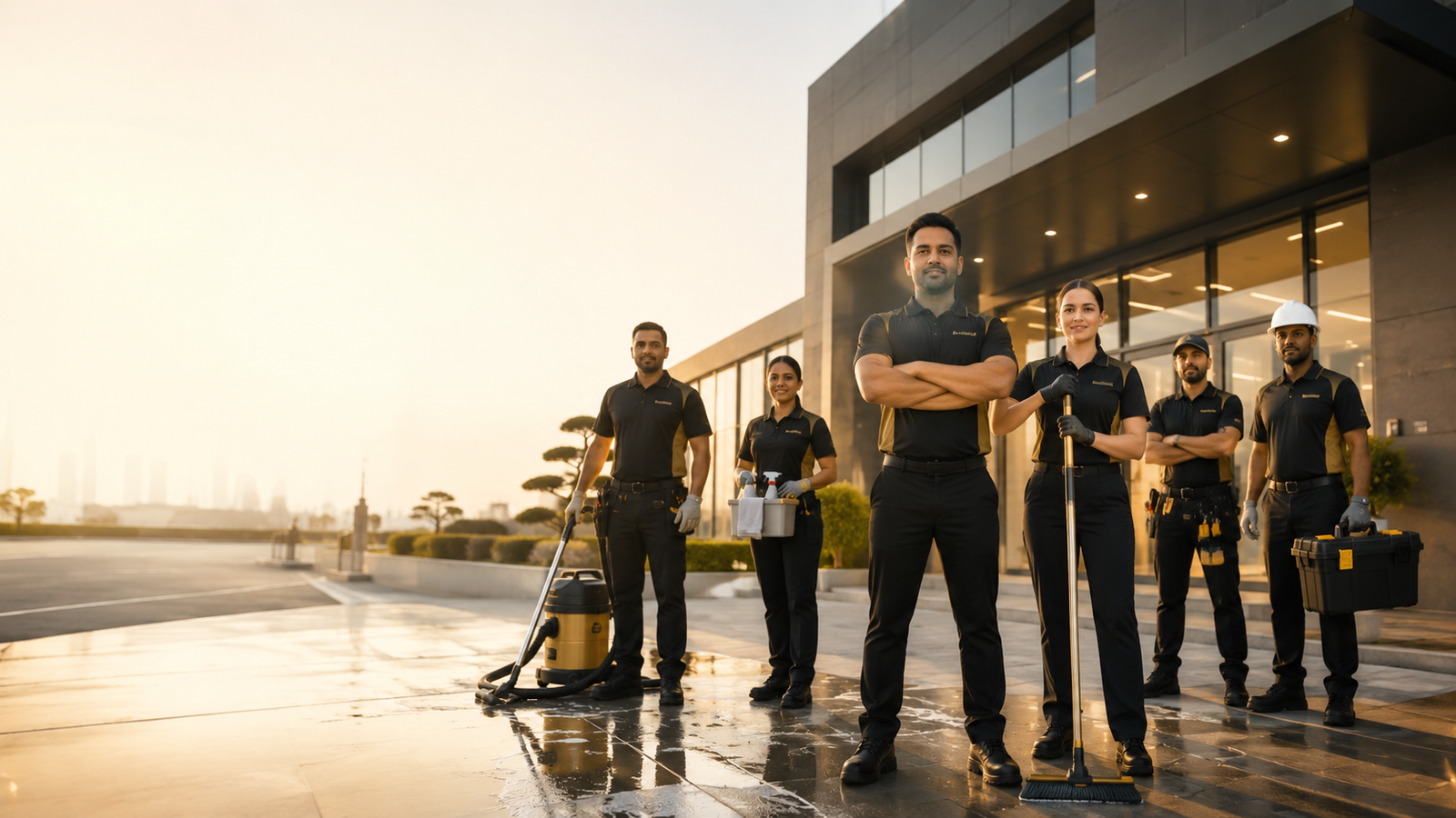 Professional cleaning and maintenance team